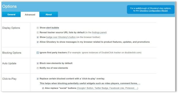 advanced ghostery settings
