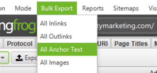 Bulk Export all Anchor Text function