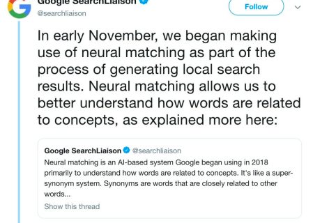 google tweets regarding AI Neural Matching