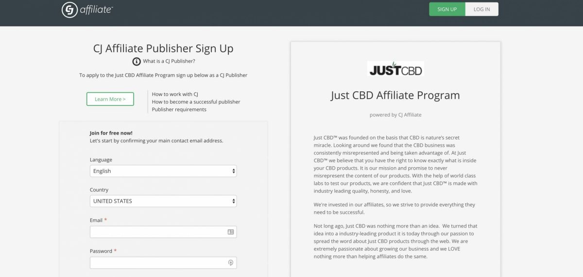 JustCBD Affiliate Program