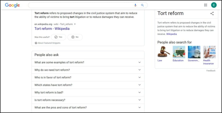 tort reform google search
