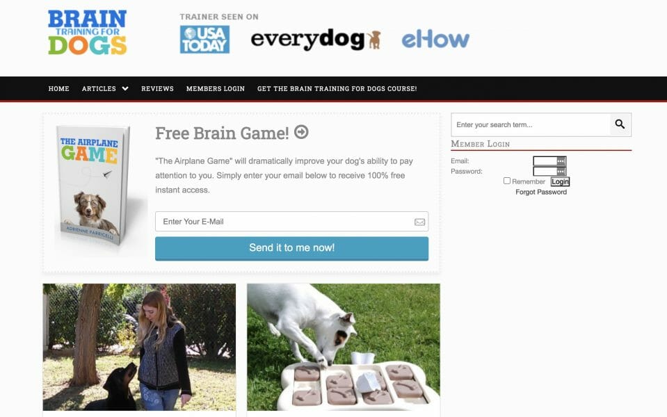 Brain Training For Dogs Affiliate Program Homepage