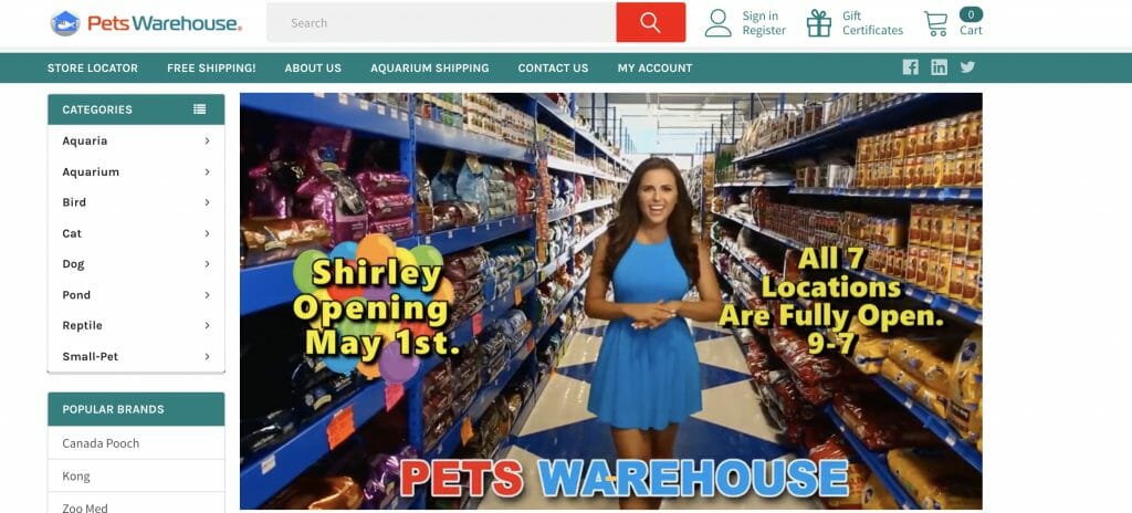 Pets Warehouse Affiliate Program Homepage