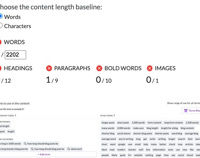 surfer seo content structure length sample