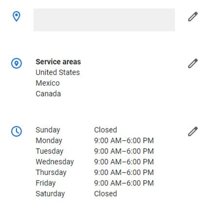 Google My Business service snapshot