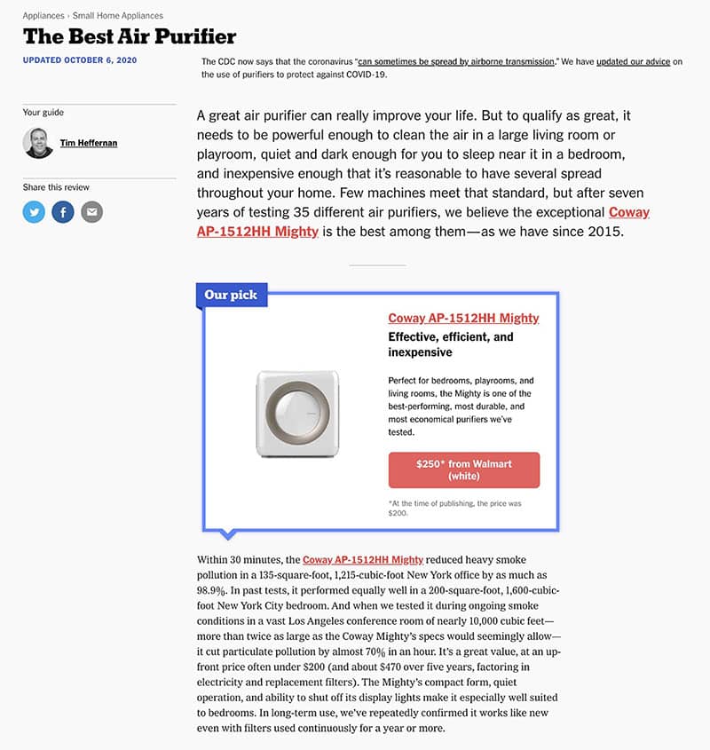 The Best Air Purifier wirecutter