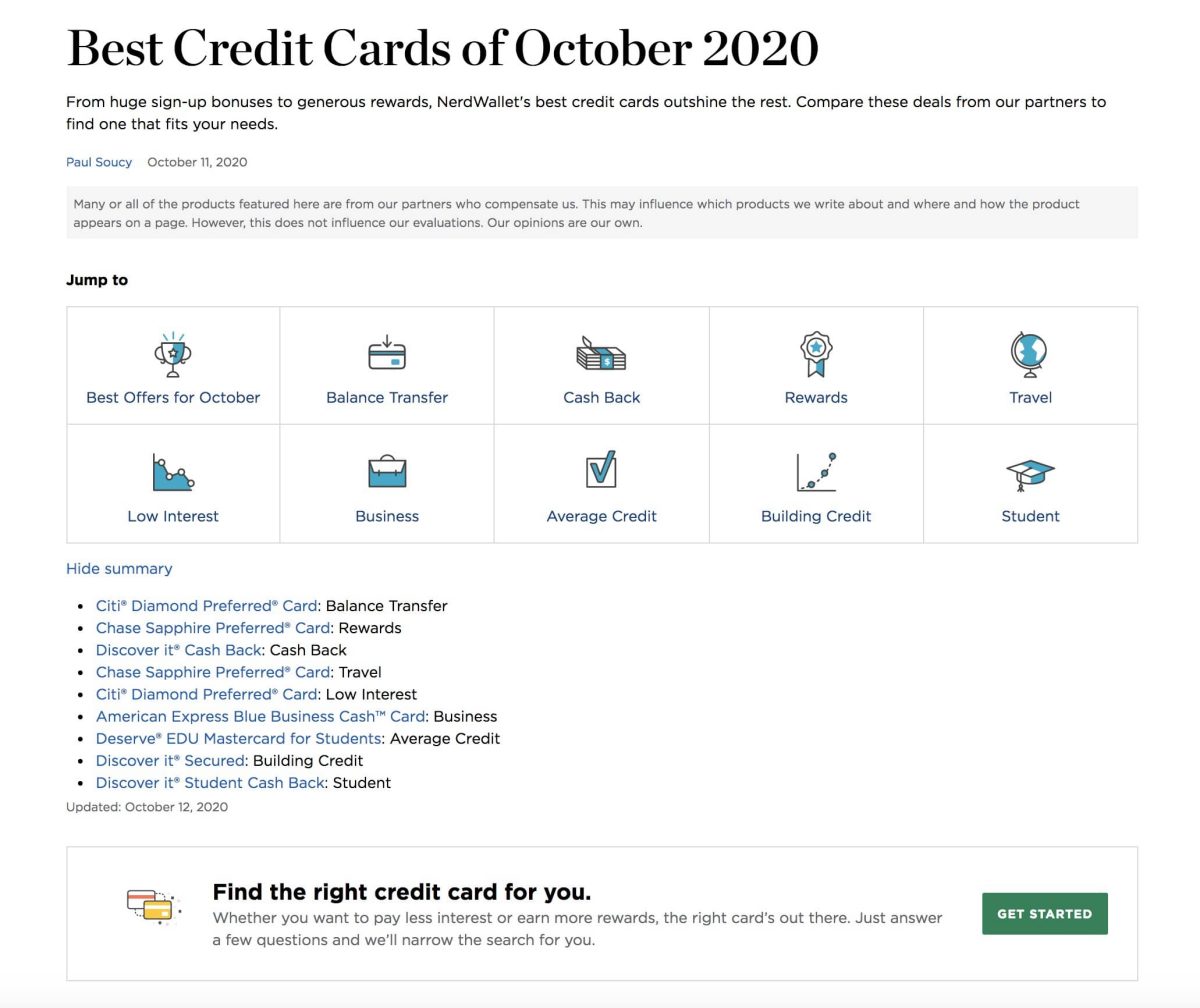 best credit card 2020 nerdwallet