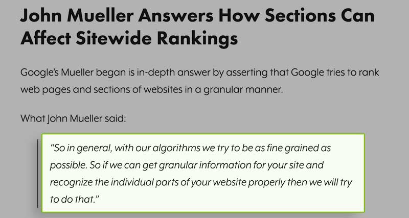 How Sections Can Affect Sitewide Rankings