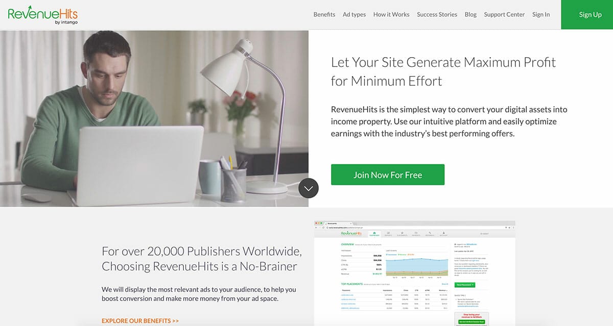 Домашняя страница RevenueHits