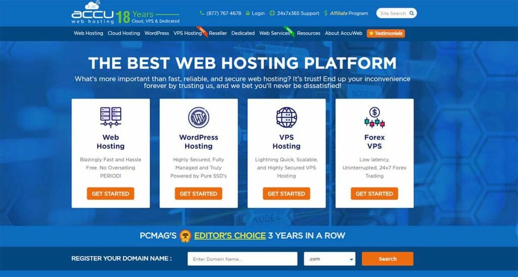 Acuu web hosting homepage