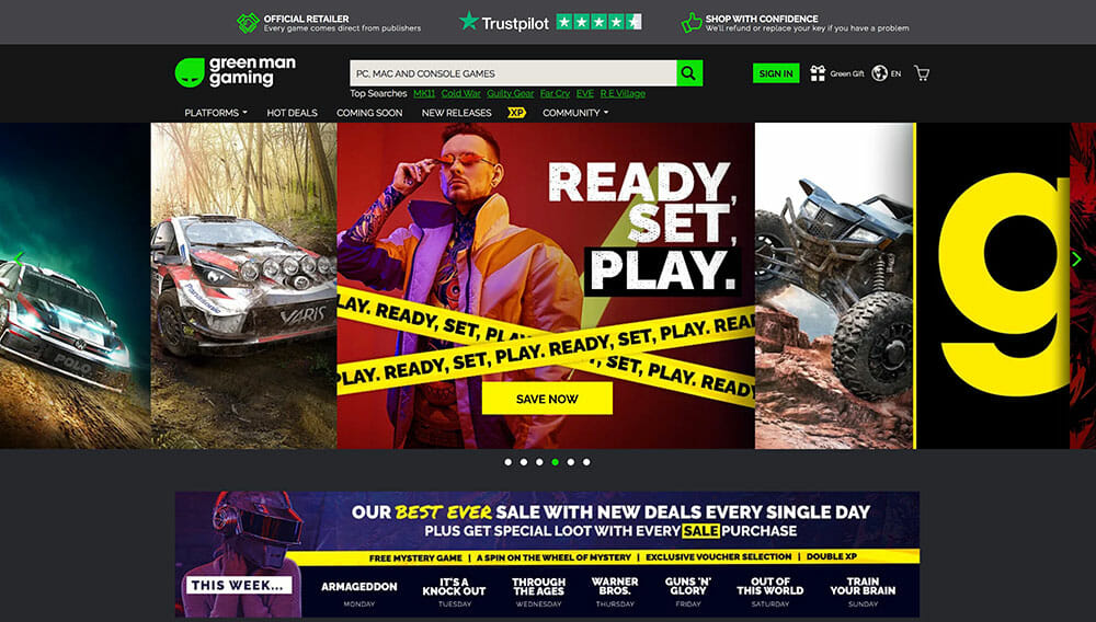 green gaming homepage