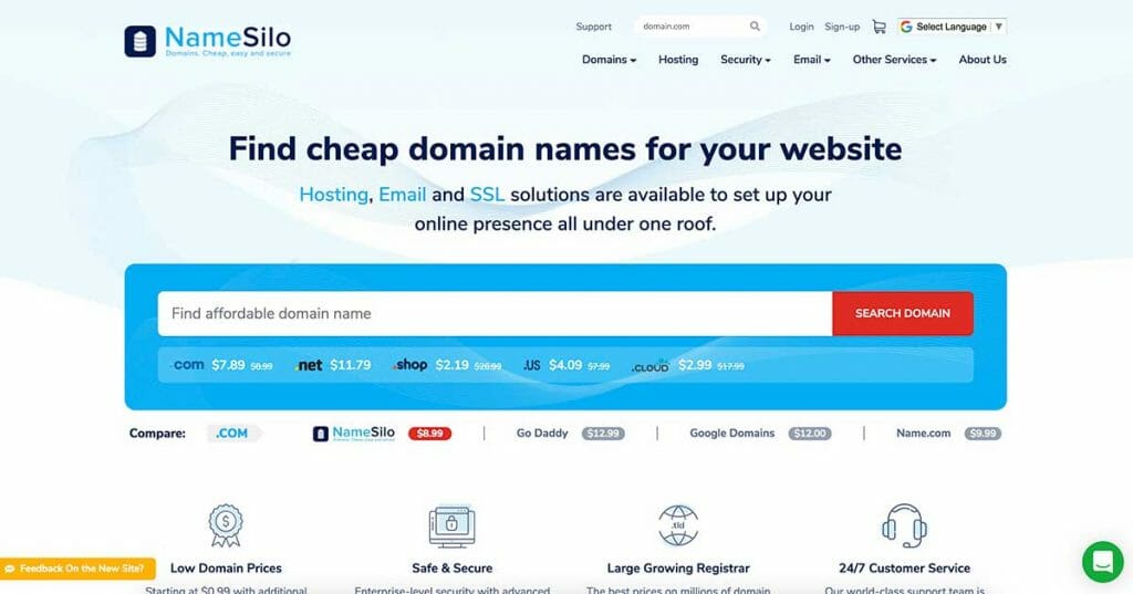 name silo homepage