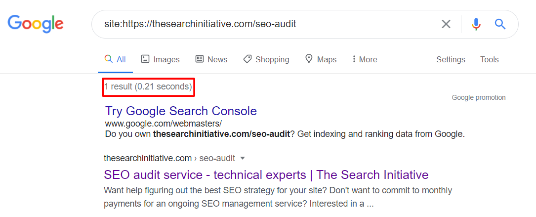 tsi seo audit serp pages result
