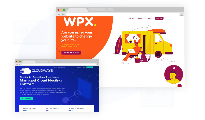 wpx and cloudways homepage