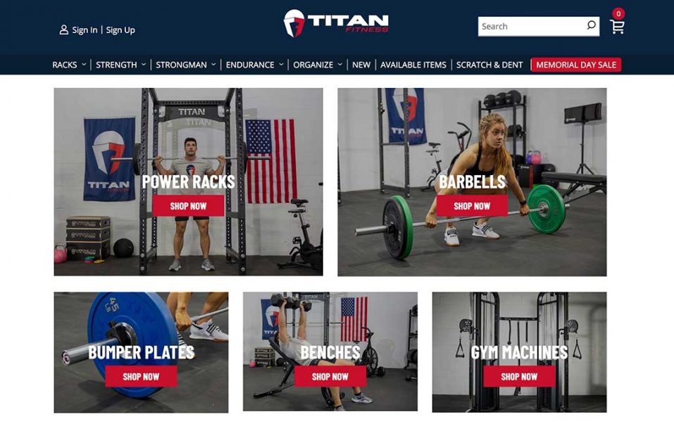 Titan Fitness homepage