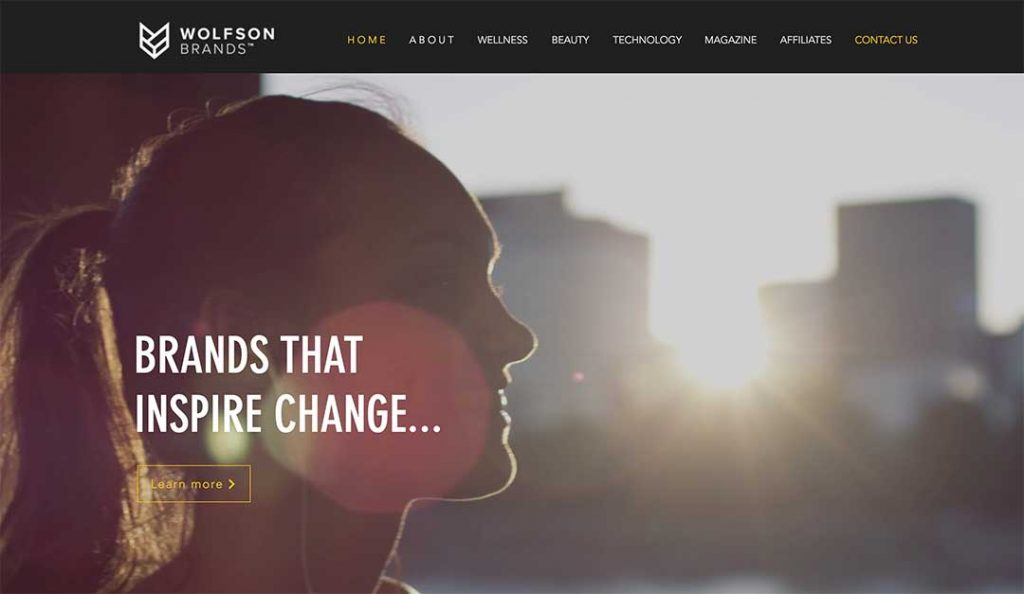 Wolfson Brand Homepage view