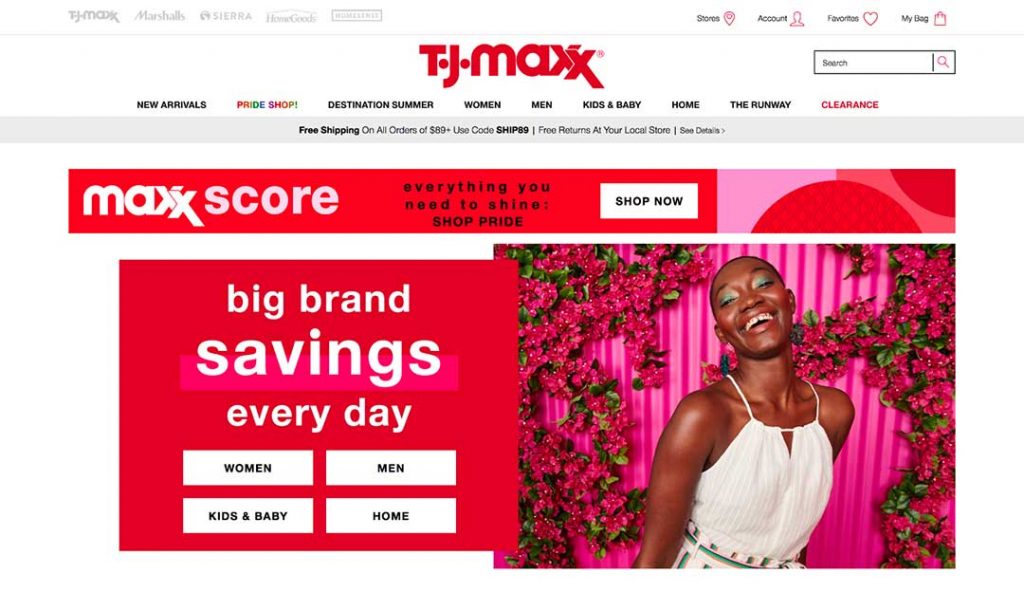 TJmaxx Homepage