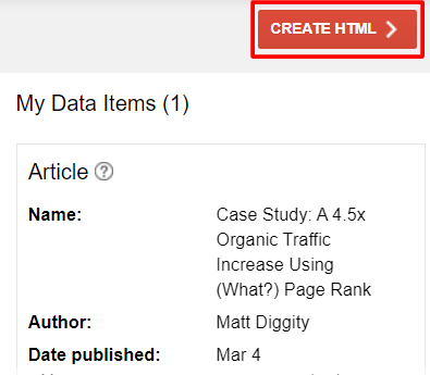 create html setting for data item