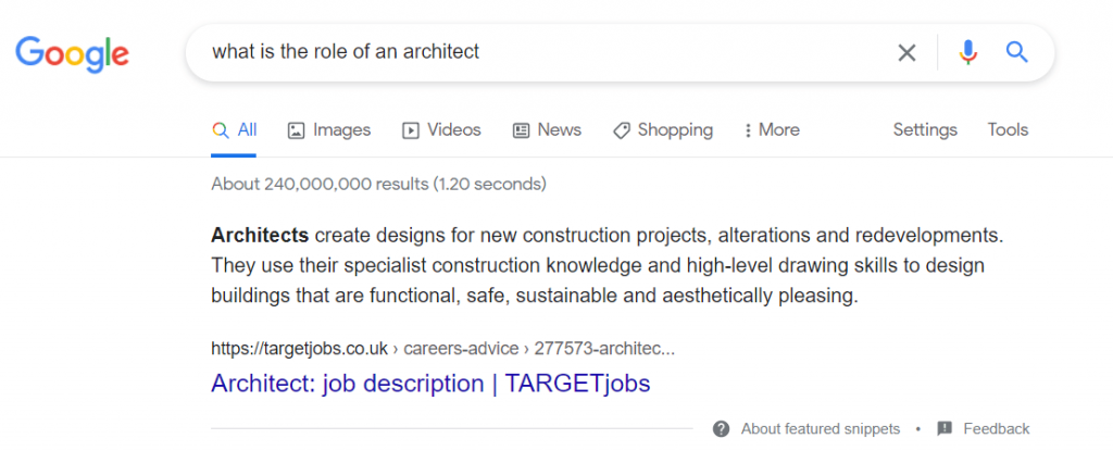 what is the role of an architect google search result