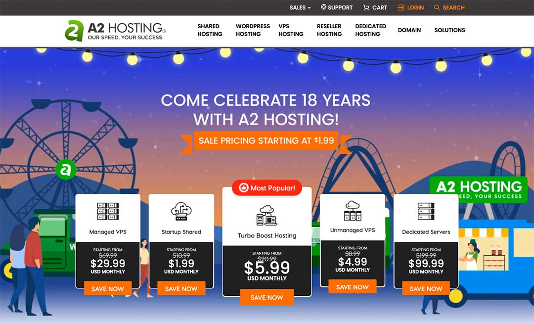 A2 Hosting Homepage