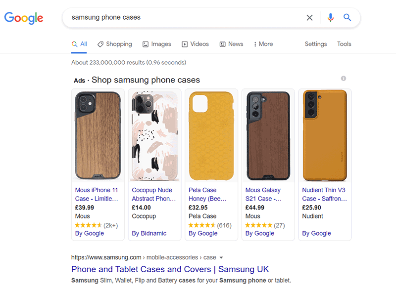 samsung phone cases on google search