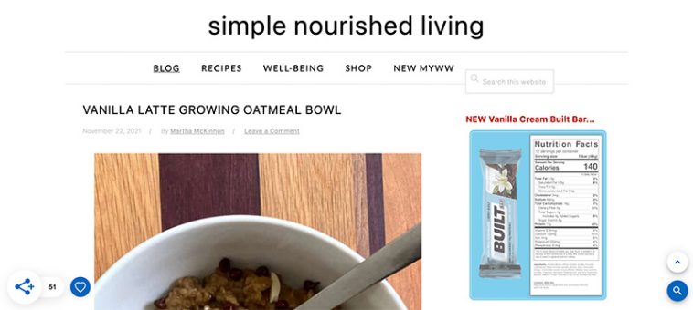 Simple Nourished Living homepage