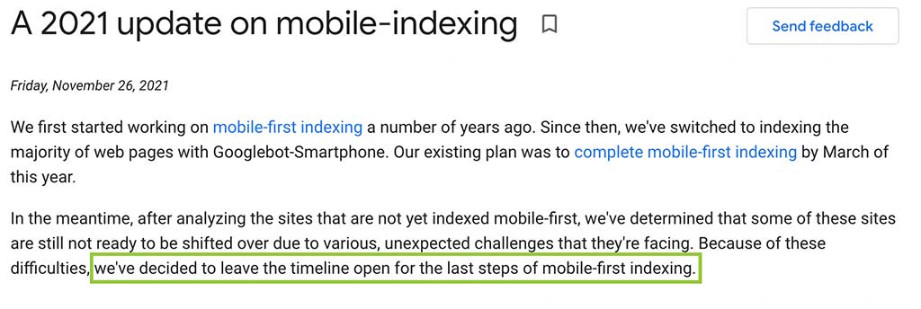 2021 Update On Mobile Indexing