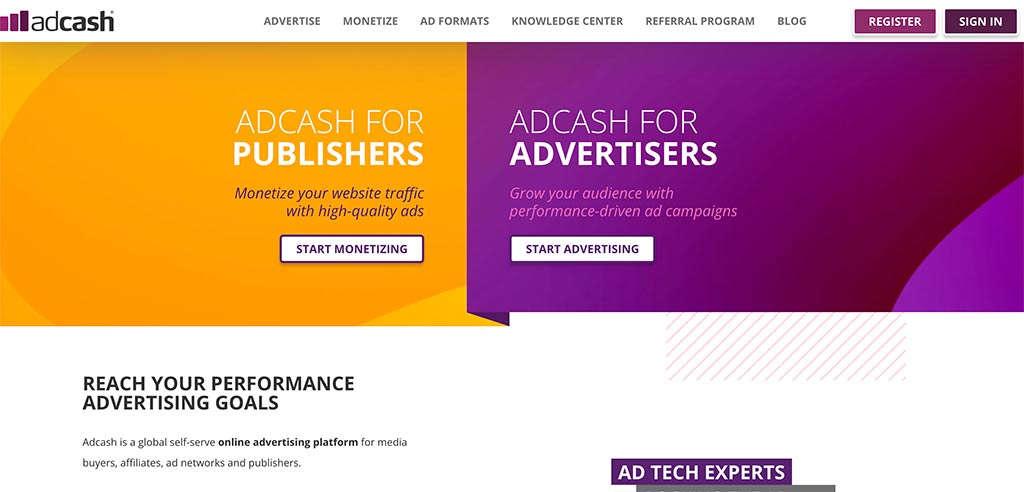 Ad Cash Homepage