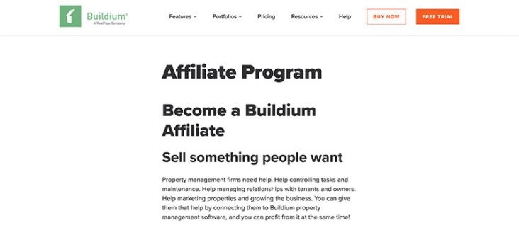 Buildium Real Estate Affiliate Program Homepage