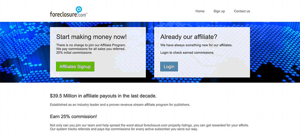 Foreclosure.com Affiliate Program Homepage