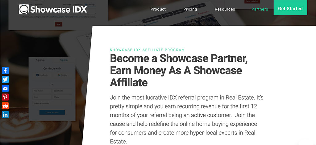 Showcase IDX Affiliate Program Homepage