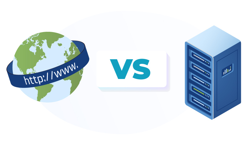 Web Hosting VS Domain Hosting Illustration