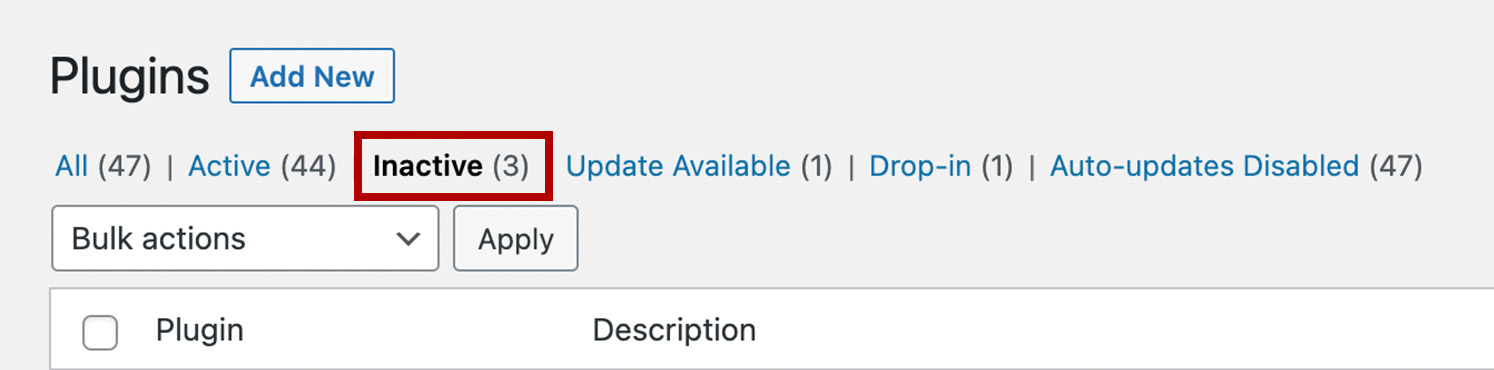 At the top of the screen, click on “Inactive”