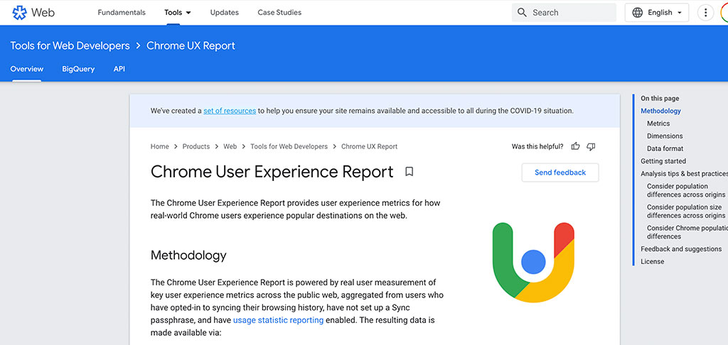 Chrome User Experience Report Homepage