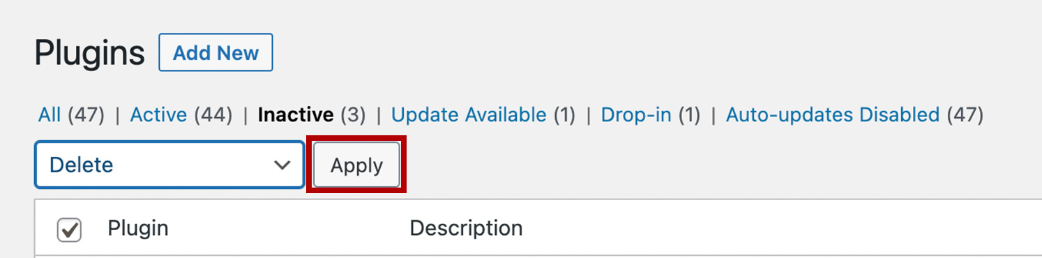 Click “Apply” Inactive