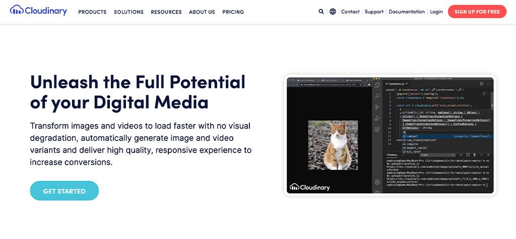 Cloudinary Homepage
