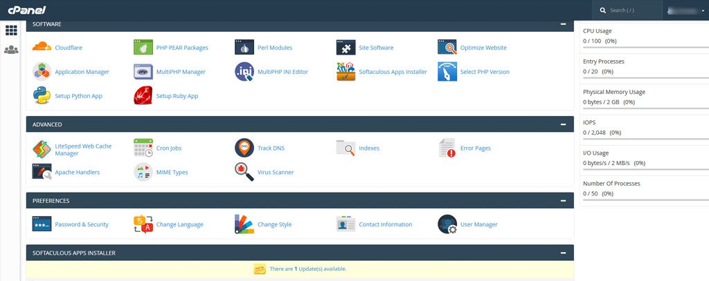 Cpanel Homepage