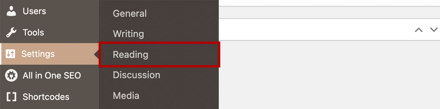 In the dropdown, click on “Reading”