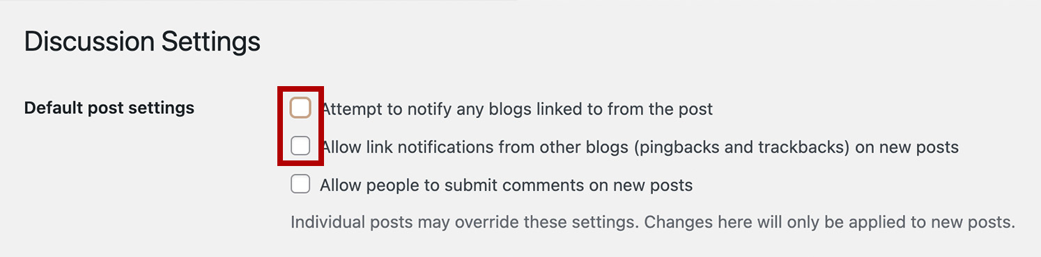 Uncheck the first two boxes in the Discussion Settings
