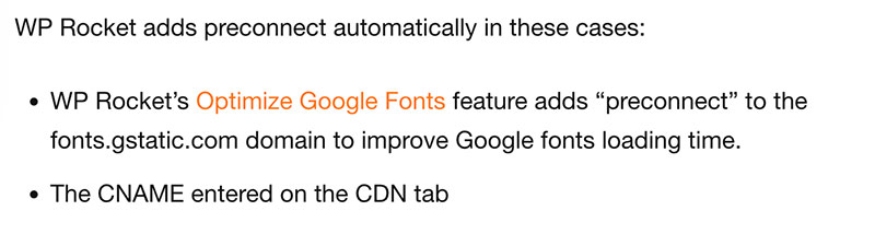 WP Rocket Preconnected Domains