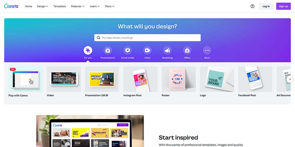 Canva Homepage