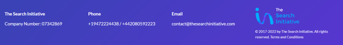 Contact information in the footer