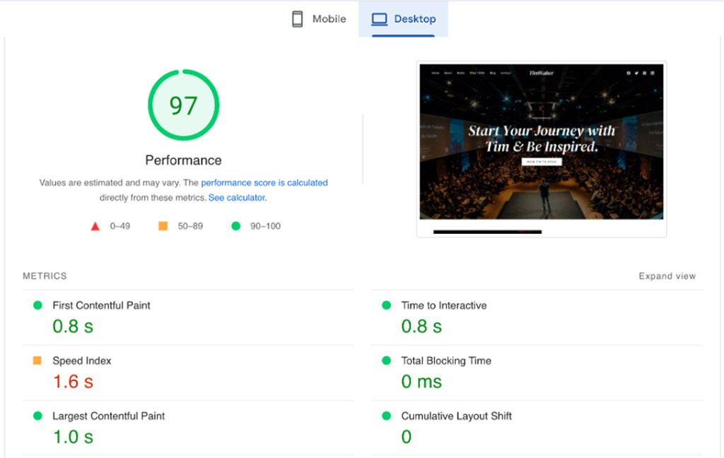 Googles PageInsights Tool better performance