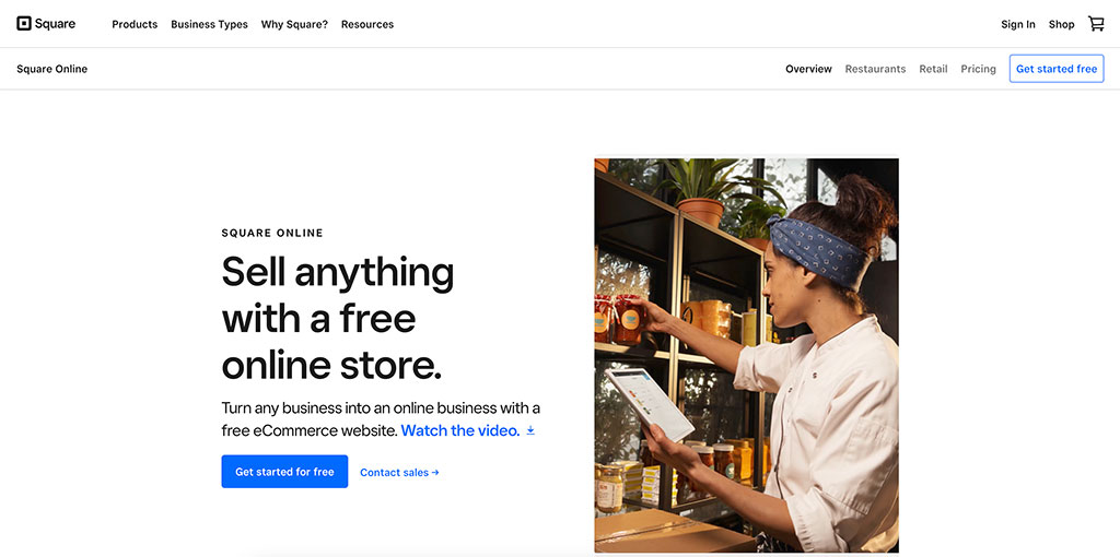 Square Online Homepage