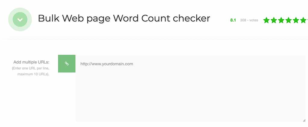 Bulk Web Page Word Count Checker