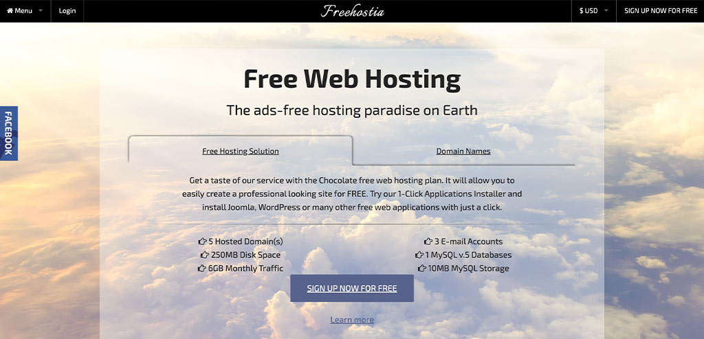 FreeHostia Homepage