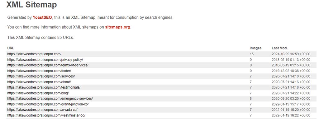 XML sitemap