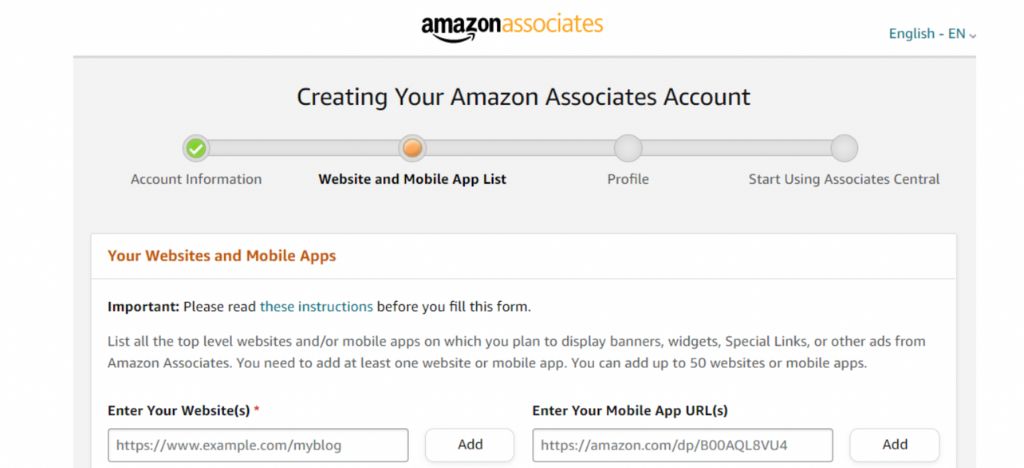 Amazon’s affiliate program Enter Website