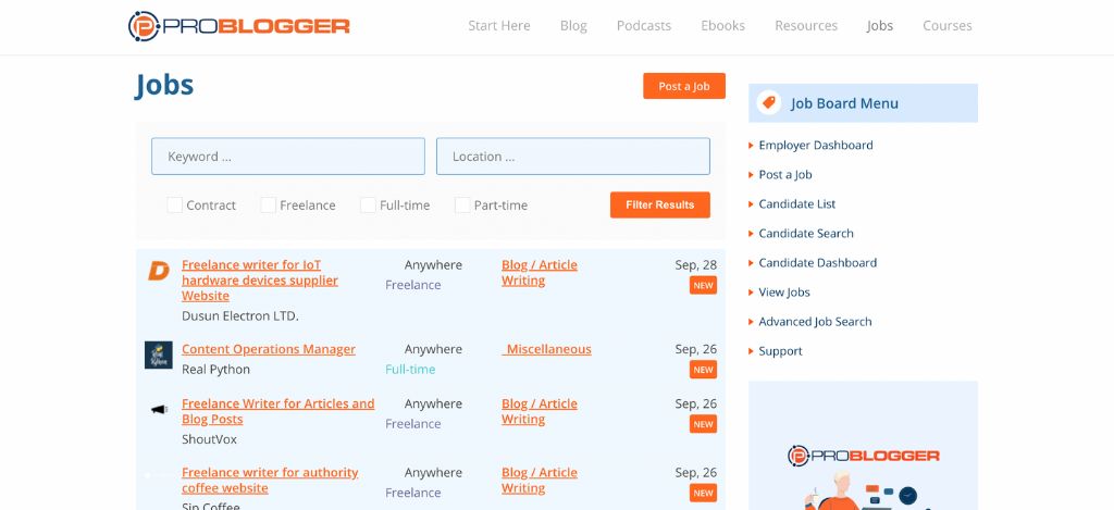 Problogger Homepage