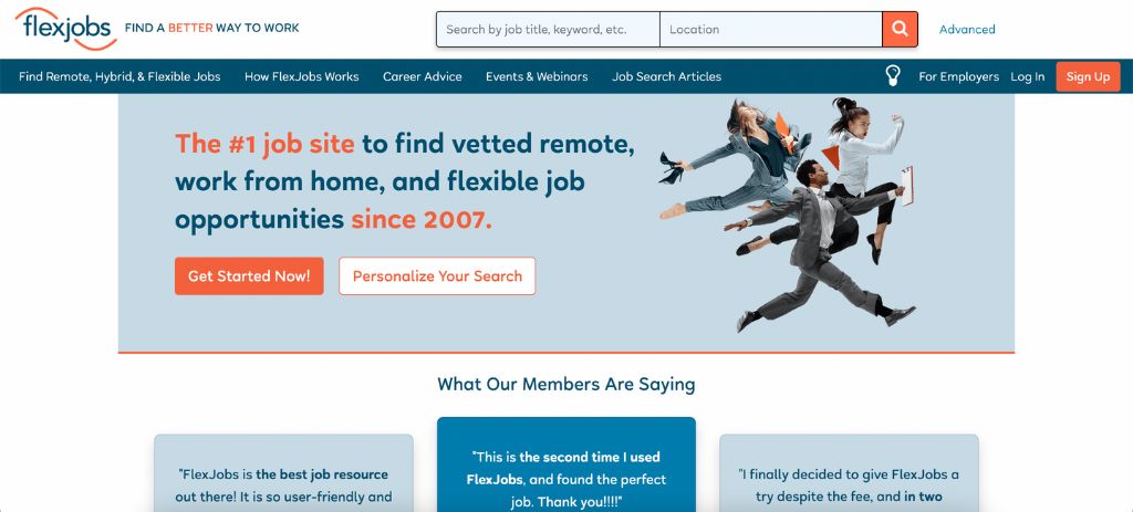 Flexjobs Homepage